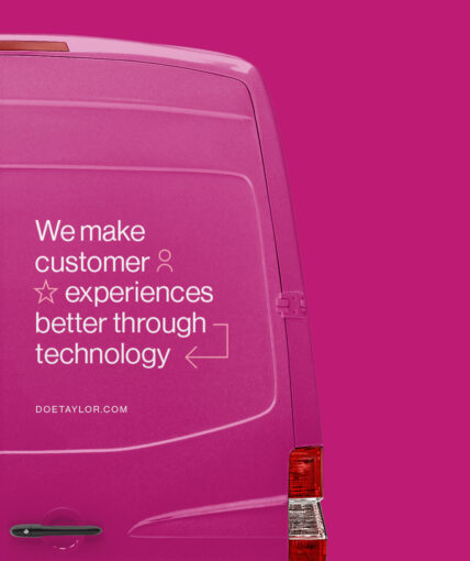 Mockup of Doetaylor's branding applied to the back of a delivery van
